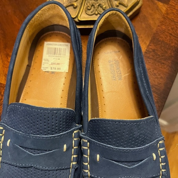 EUC Men\'s Johnston and Murphy Blue Suede Comfort Flex Penny Loafers Size 11.5 M